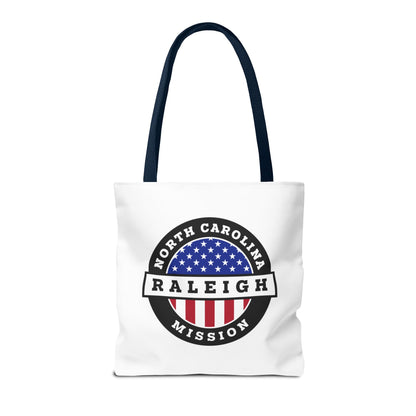 North Carolina Raleigh Mission USA Flag Logo Tote Bag White - Latter-Day Saint LDS Missionary Gift - Book of Mormon