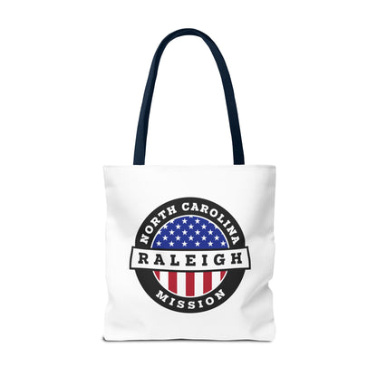 North Carolina Raleigh Mission USA Flag Logo Tote Bag White - Latter-Day Saint LDS Missionary Gift - Book of Mormon