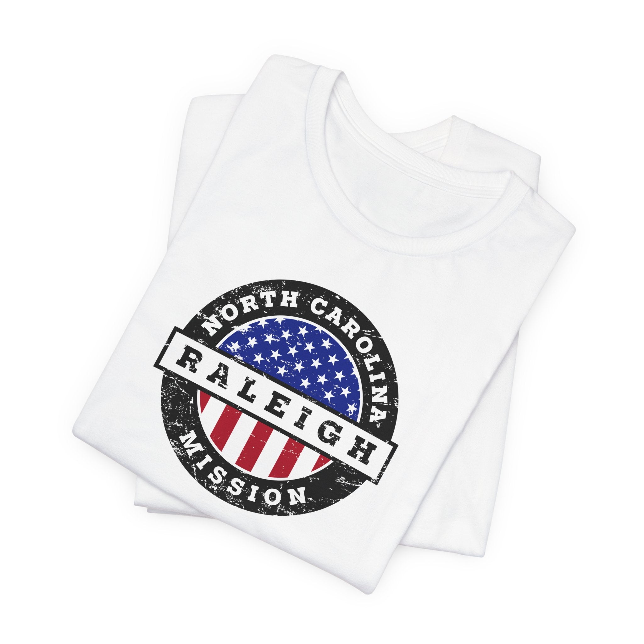 North Carolina Raleigh Mission Vintage Circular USA Flag T-Shirt - Latter-Day Saint LDS Missionary Gift - Book of Mormon
