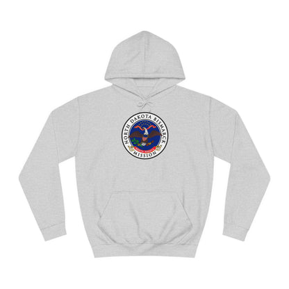 North Dakota Bismarck Mission State Flag Logo (White Border) College Hoodie