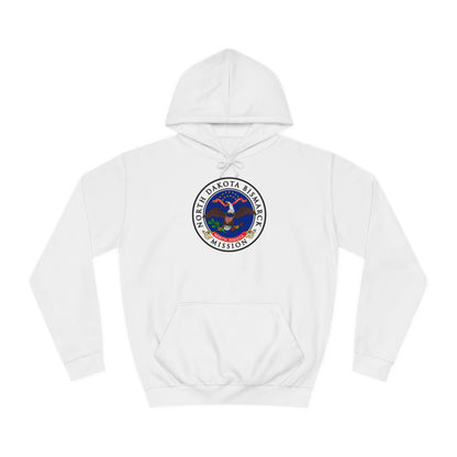 North Dakota Bismarck Mission State Flag Logo (White Border) College Hoodie