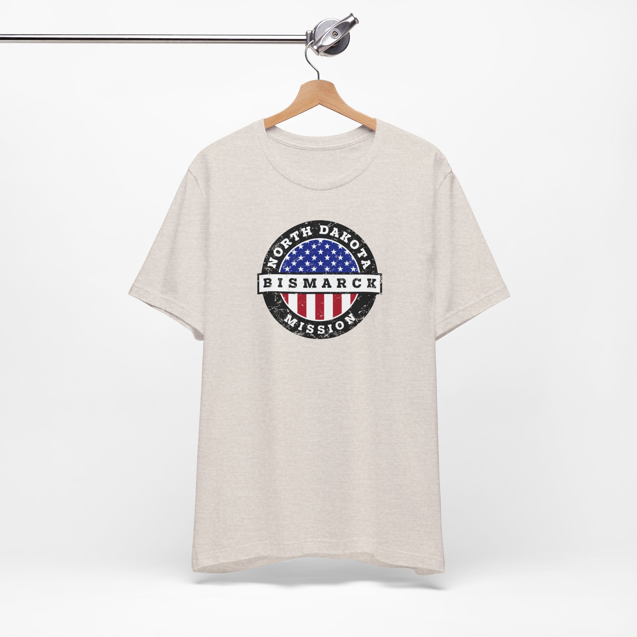 North Dakota Bismarck Mission Vintage Circular USA Flag T-Shirt - Latter-Day Saint LDS Missionary Gift - Book of Mormon