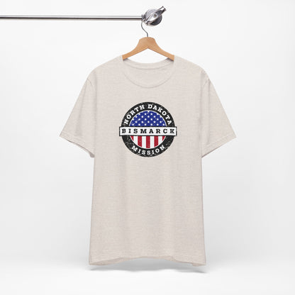 North Dakota Bismarck Mission Vintage Circular USA Flag T-Shirt - Latter-Day Saint LDS Missionary Gift - Book of Mormon