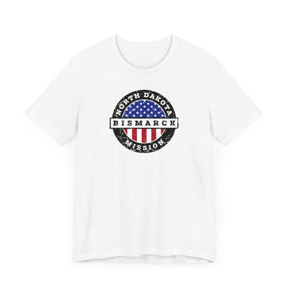 North Dakota Bismarck Mission Vintage Circular USA Flag T-Shirt - Latter-Day Saint LDS Missionary Gift - Book of Mormon