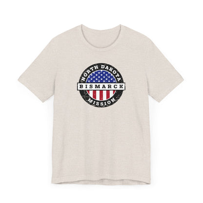 North Dakota Bismarck Mission Vintage Circular USA Flag T-Shirt - Latter-Day Saint LDS Missionary Gift - Book of Mormon