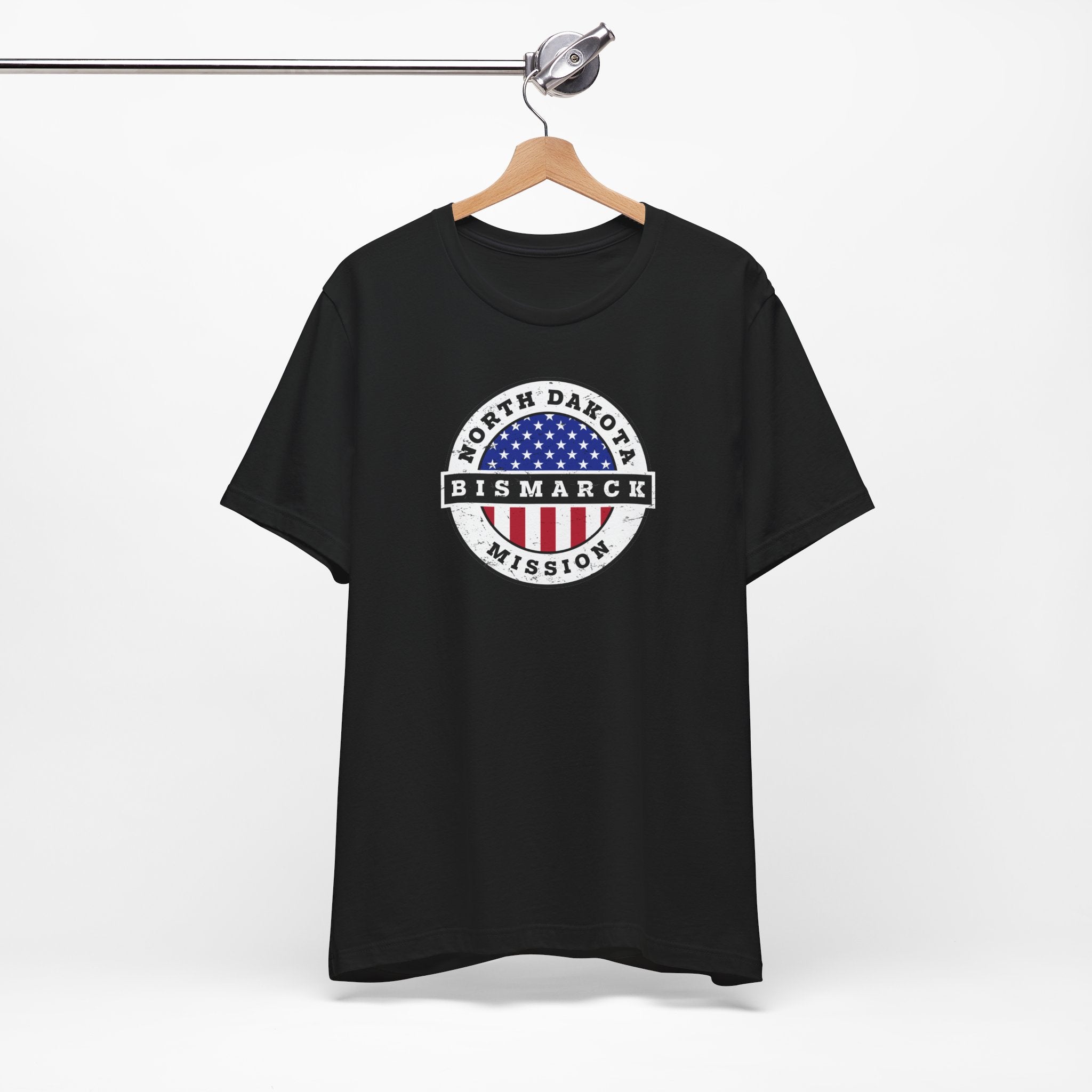 North Dakota Bismarck Mission Vintage Circular USA Flag T-Shirt - Latter-Day Saint LDS Missionary Gift - Book of Mormon