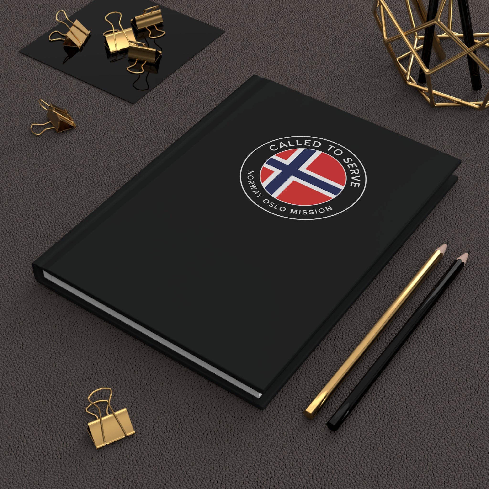 Norway Oslo Mission Circle Flag Called to Serve Black Hardcover Journal Matte - Latter-Day Saint LDS Missionary Gift - Book of Mormon