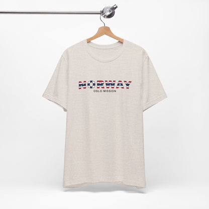 Norway Oslo Mission Flag Title T-shirt - Latter-Day Saint LDS Missionary Gift - Book of Mormon