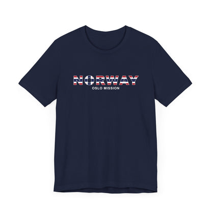 Norway Oslo Mission Flag Title T-shirt - Latter-Day Saint LDS Missionary Gift - Book of Mormon