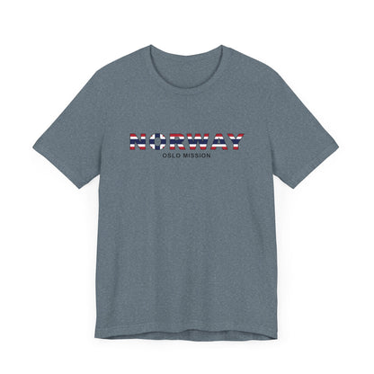 Norway Oslo Mission Flag Title T-shirt - Latter-Day Saint LDS Missionary Gift - Book of Mormon