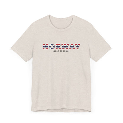 Norway Oslo Mission Flag Title T-shirt - Latter-Day Saint LDS Missionary Gift - Book of Mormon