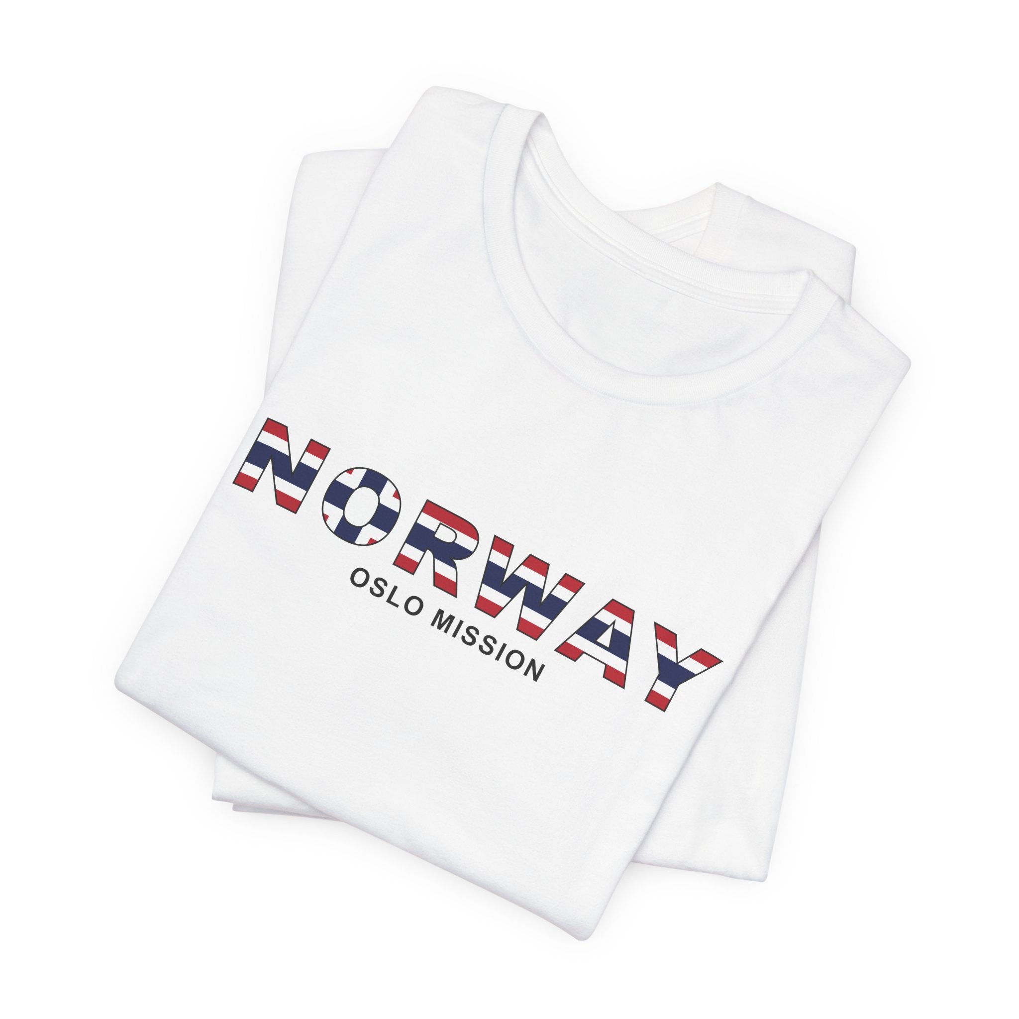 Norway Oslo Mission Flag Title T-shirt - Latter-Day Saint LDS Missionary Gift - Book of Mormon