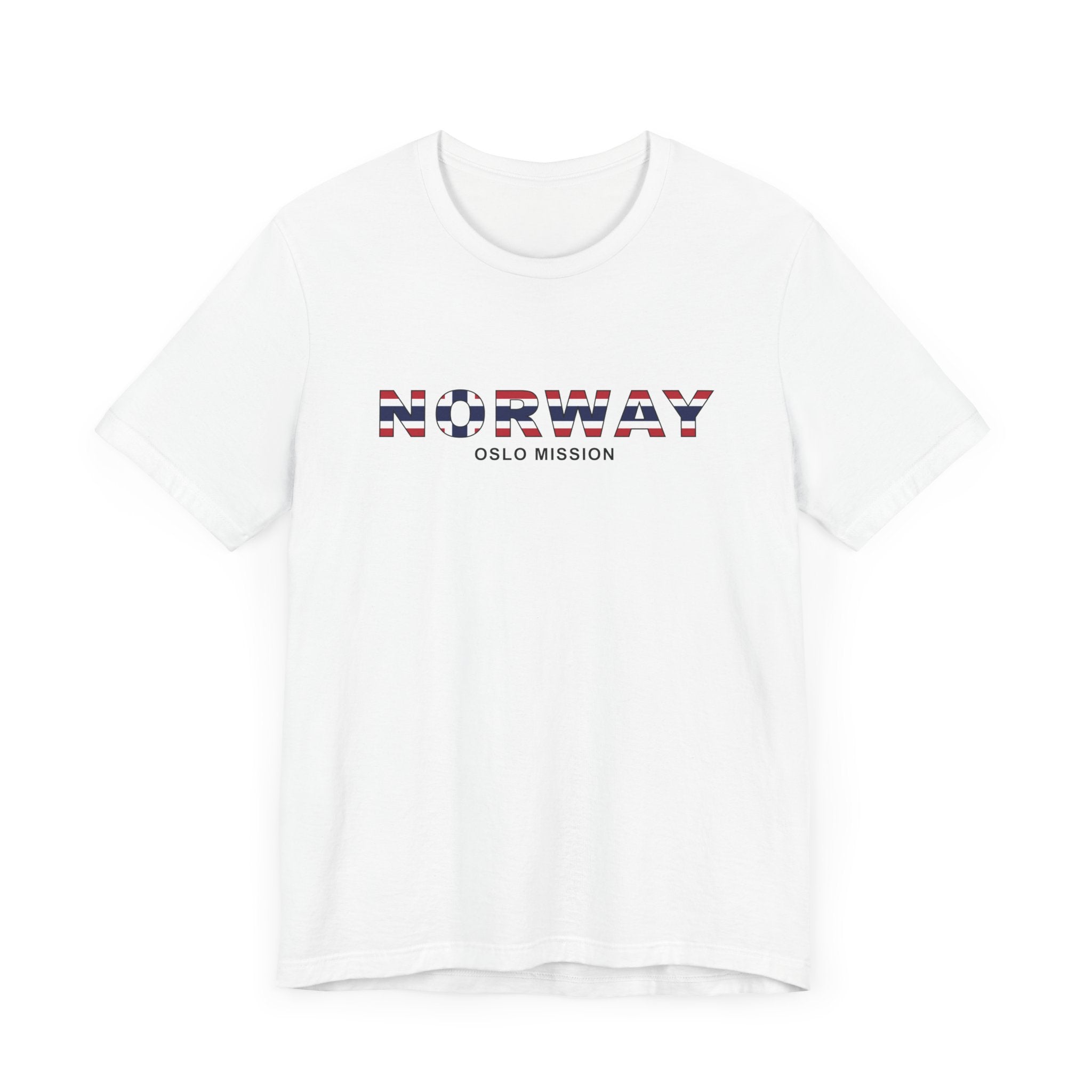 Norway Oslo Mission Flag Title T-shirt - Latter-Day Saint LDS Missionary Gift - Book of Mormon