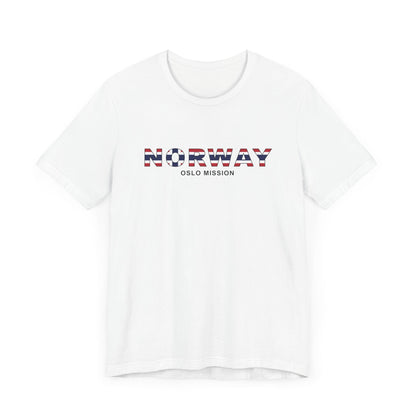 Norway Oslo Mission Flag Title T-shirt - Latter-Day Saint LDS Missionary Gift - Book of Mormon