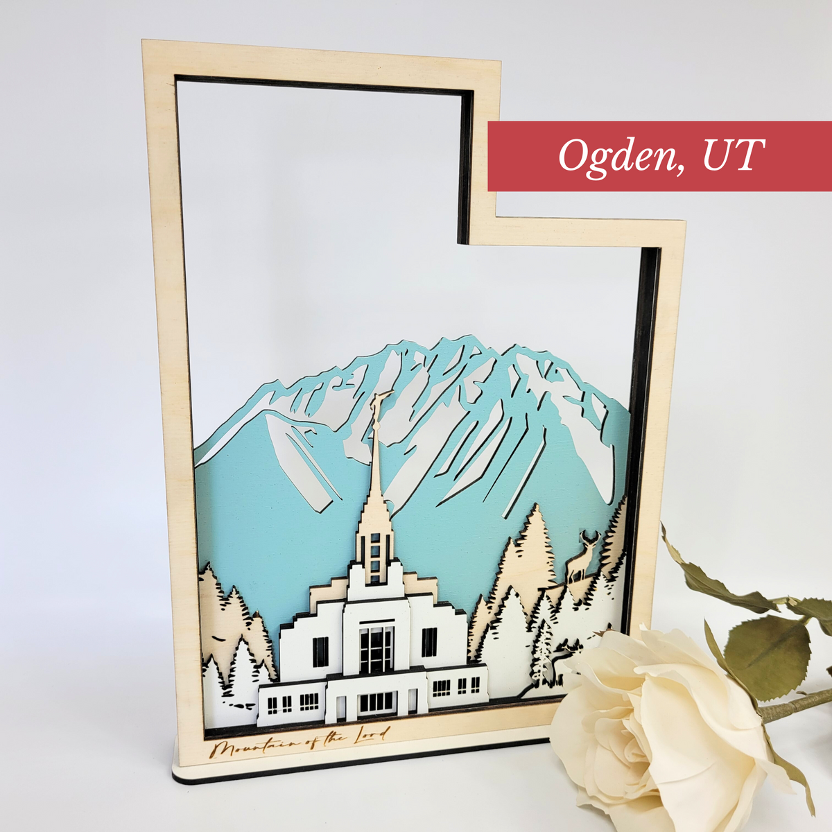 Renovated Ogden Utah Temple LDS Customized Temple State Sign, Laser cut and fully assembled