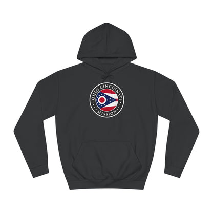 Ohio Cincinnati Mission State Flag Logo (Black Border) College Hoodie