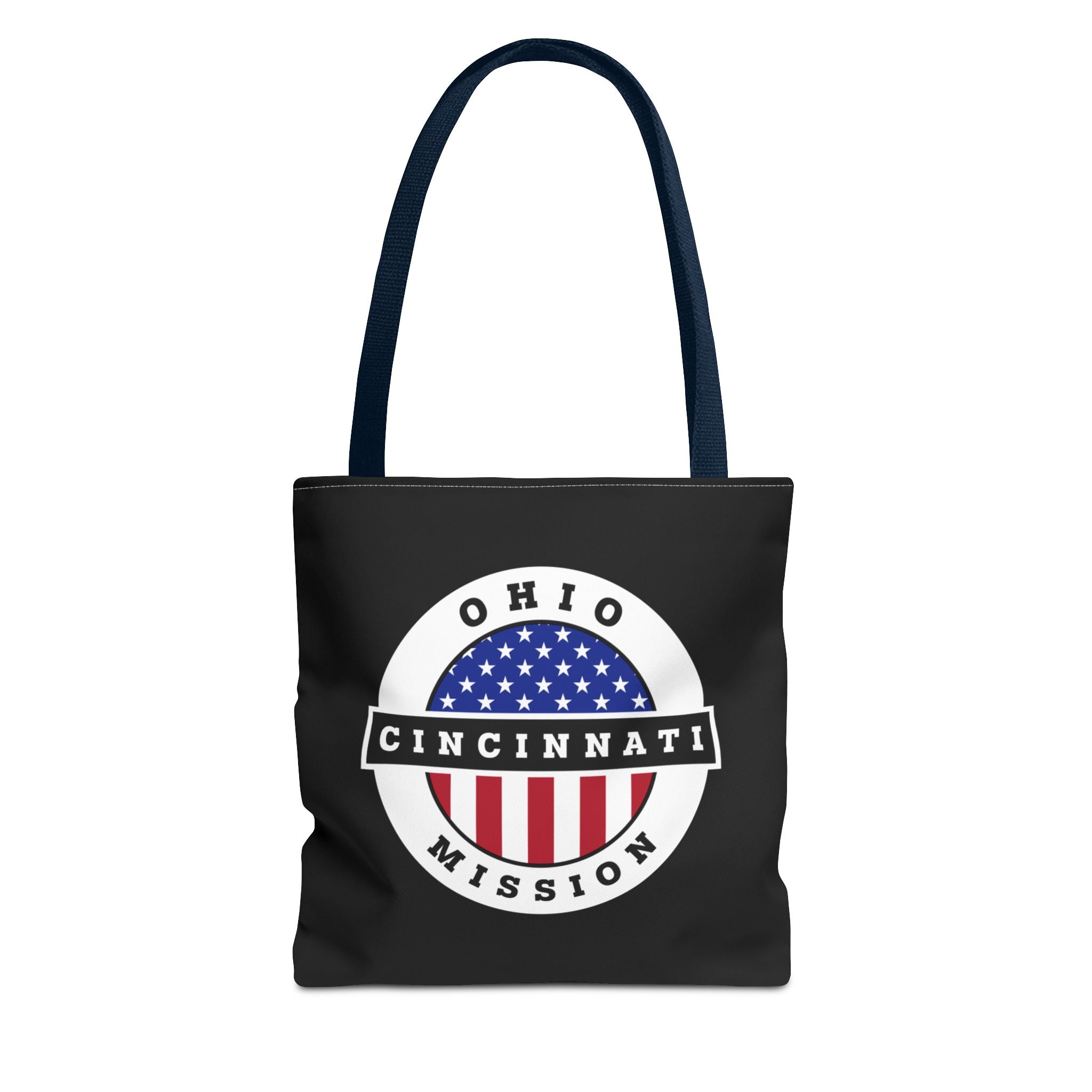 Ohio Cincinnati Mission USA Flag Logo Tote Bag Black - Latter-Day Saint LDS Missionary Gift - Book of Mormon
