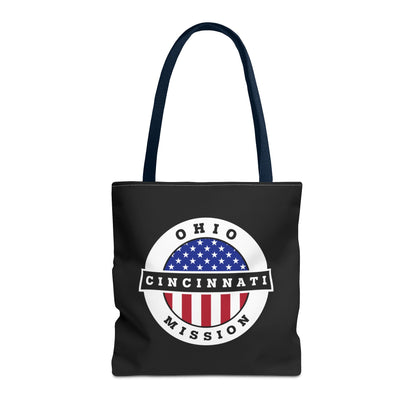 Ohio Cincinnati Mission USA Flag Logo Tote Bag Black - Latter-Day Saint LDS Missionary Gift - Book of Mormon