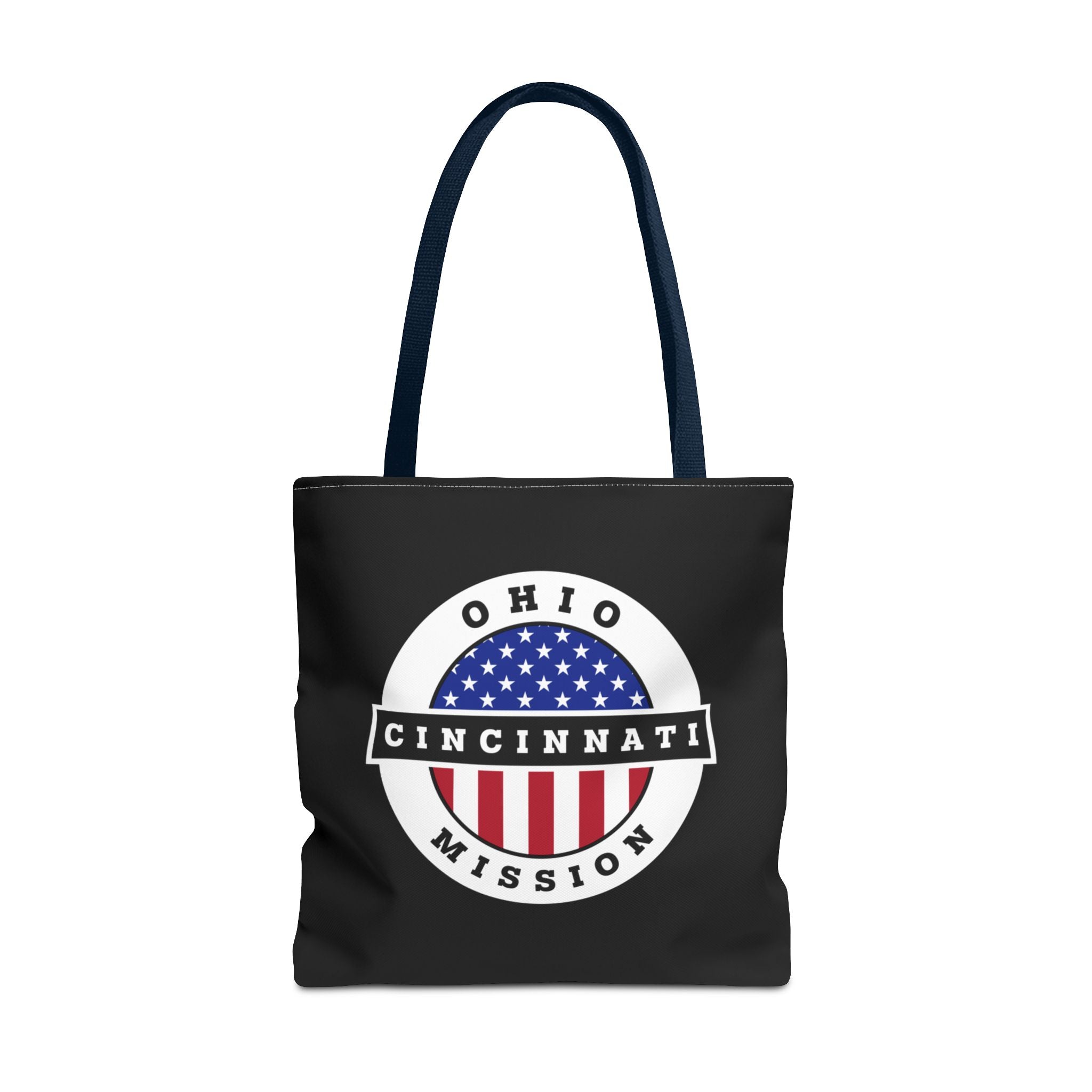 Ohio Cincinnati Mission USA Flag Logo Tote Bag Black - Latter-Day Saint LDS Missionary Gift - Book of Mormon