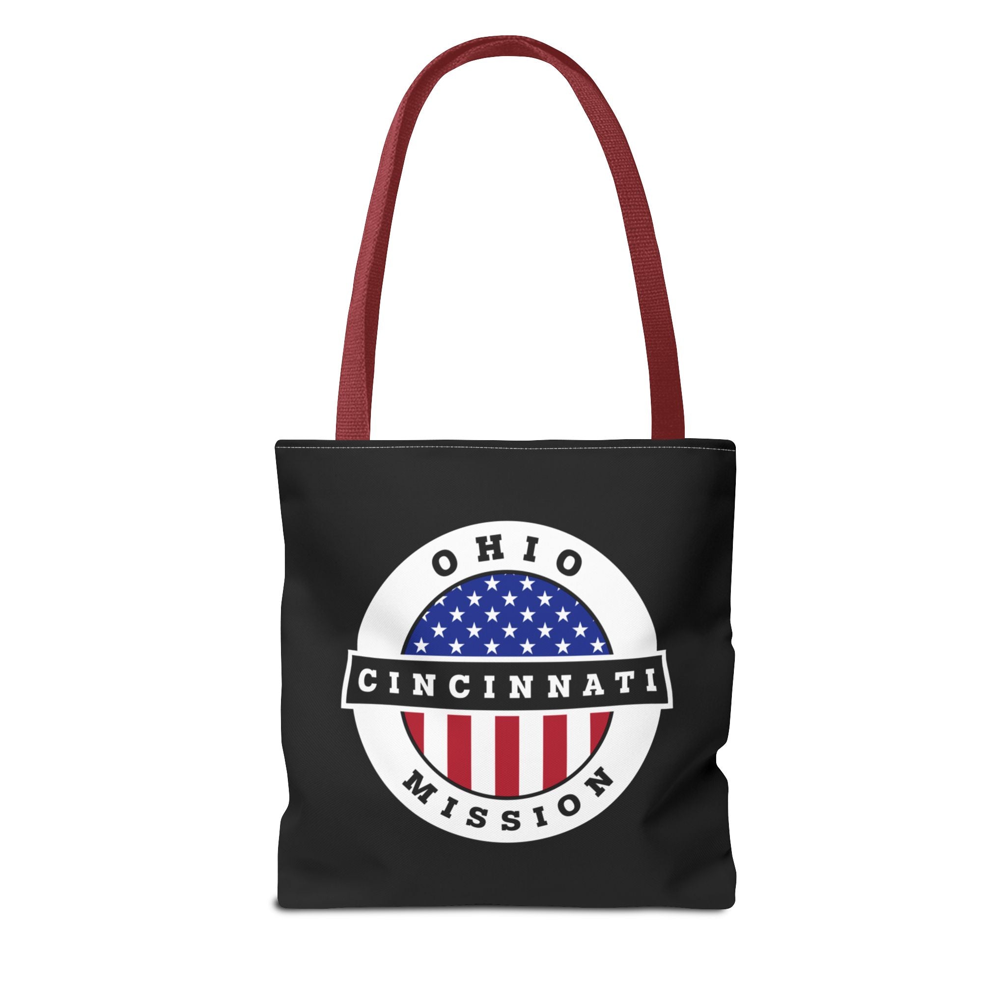 Ohio Cincinnati Mission USA Flag Logo Tote Bag Black - Latter-Day Saint LDS Missionary Gift - Book of Mormon