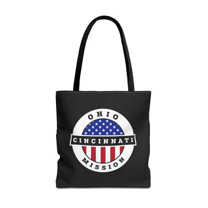 Ohio Cincinnati Mission USA Flag Logo Tote Bag Black - Latter-Day Saint LDS Missionary Gift - Book of Mormon