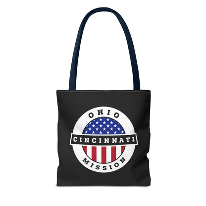 Ohio Cincinnati Mission USA Flag Logo Tote Bag Black - Latter-Day Saint LDS Missionary Gift - Book of Mormon