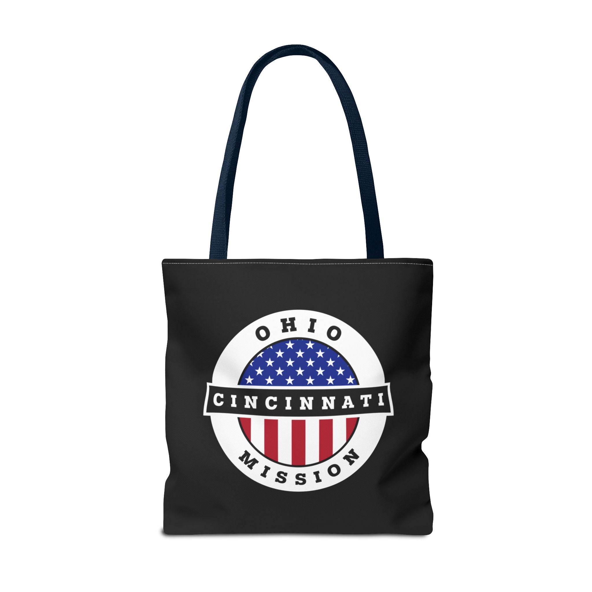 Ohio Cincinnati Mission USA Flag Logo Tote Bag Black - Latter-Day Saint LDS Missionary Gift - Book of Mormon