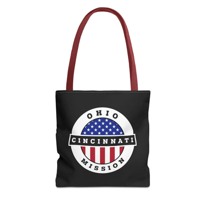 Ohio Cincinnati Mission USA Flag Logo Tote Bag Black - Latter-Day Saint LDS Missionary Gift - Book of Mormon