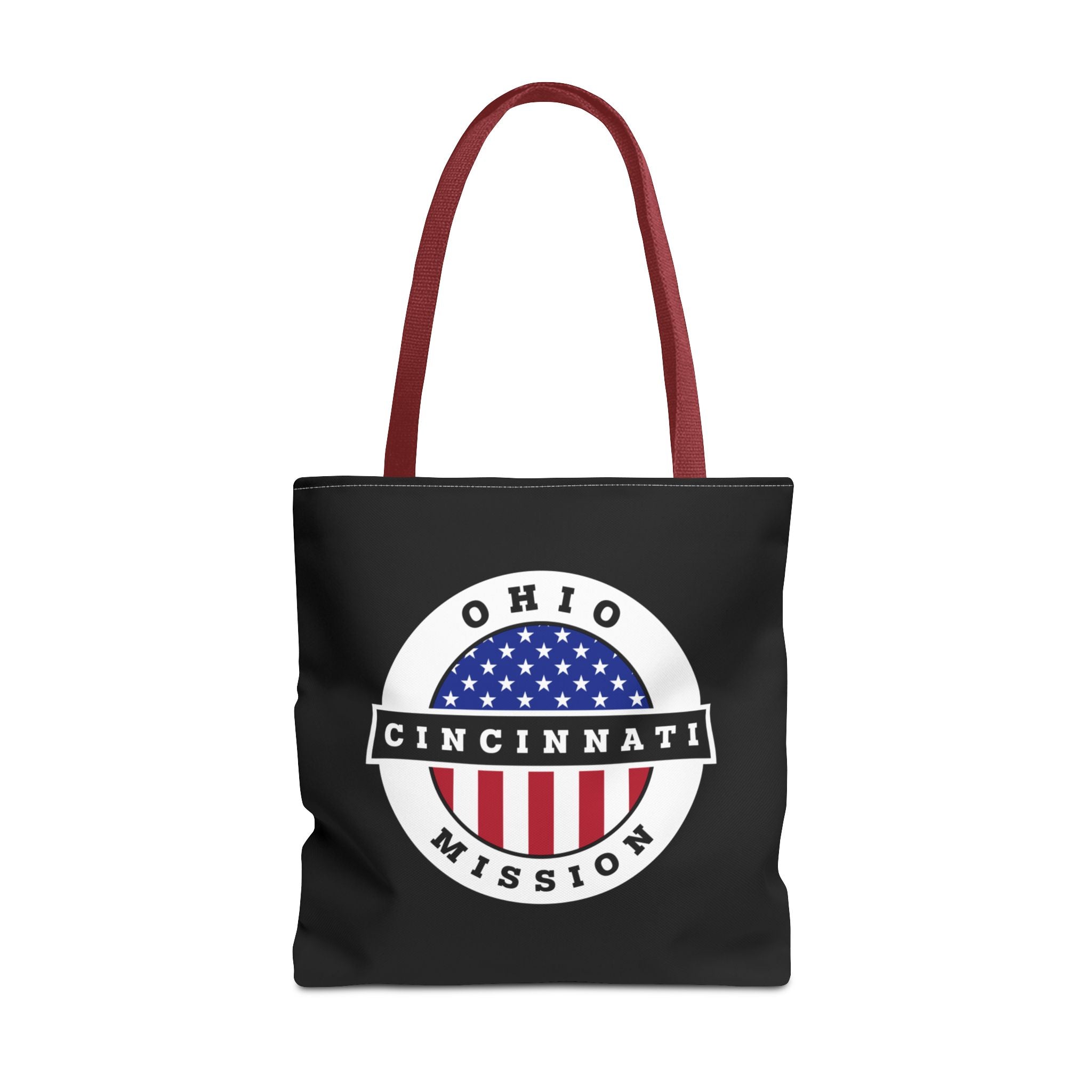 Ohio Cincinnati Mission USA Flag Logo Tote Bag Black - Latter-Day Saint LDS Missionary Gift - Book of Mormon