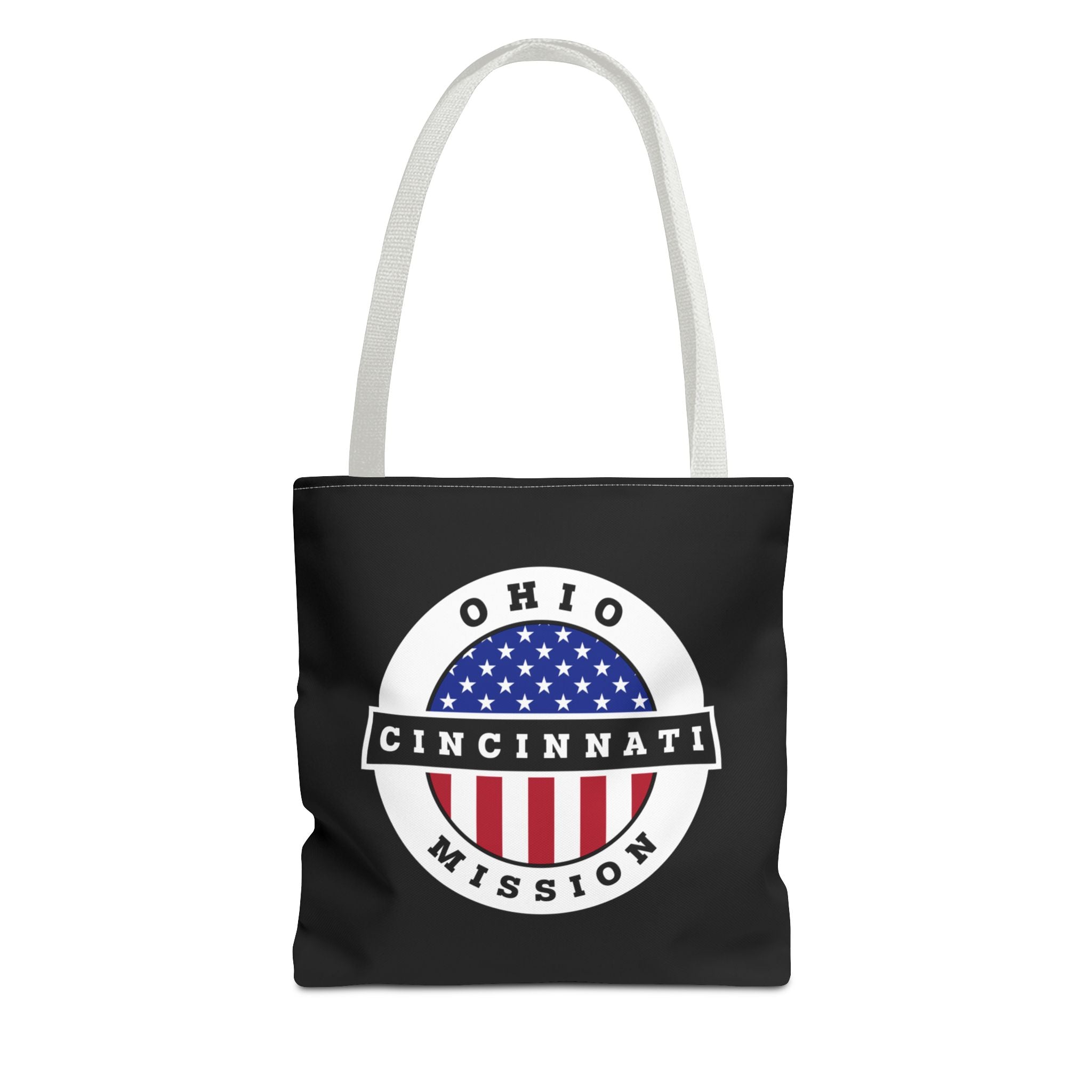 Ohio Cincinnati Mission USA Flag Logo Tote Bag Black - Latter-Day Saint LDS Missionary Gift - Book of Mormon