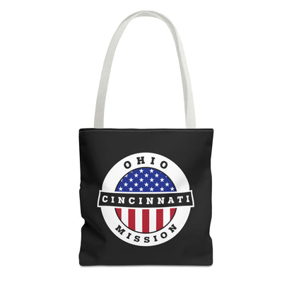 Ohio Cincinnati Mission USA Flag Logo Tote Bag Black - Latter-Day Saint LDS Missionary Gift - Book of Mormon