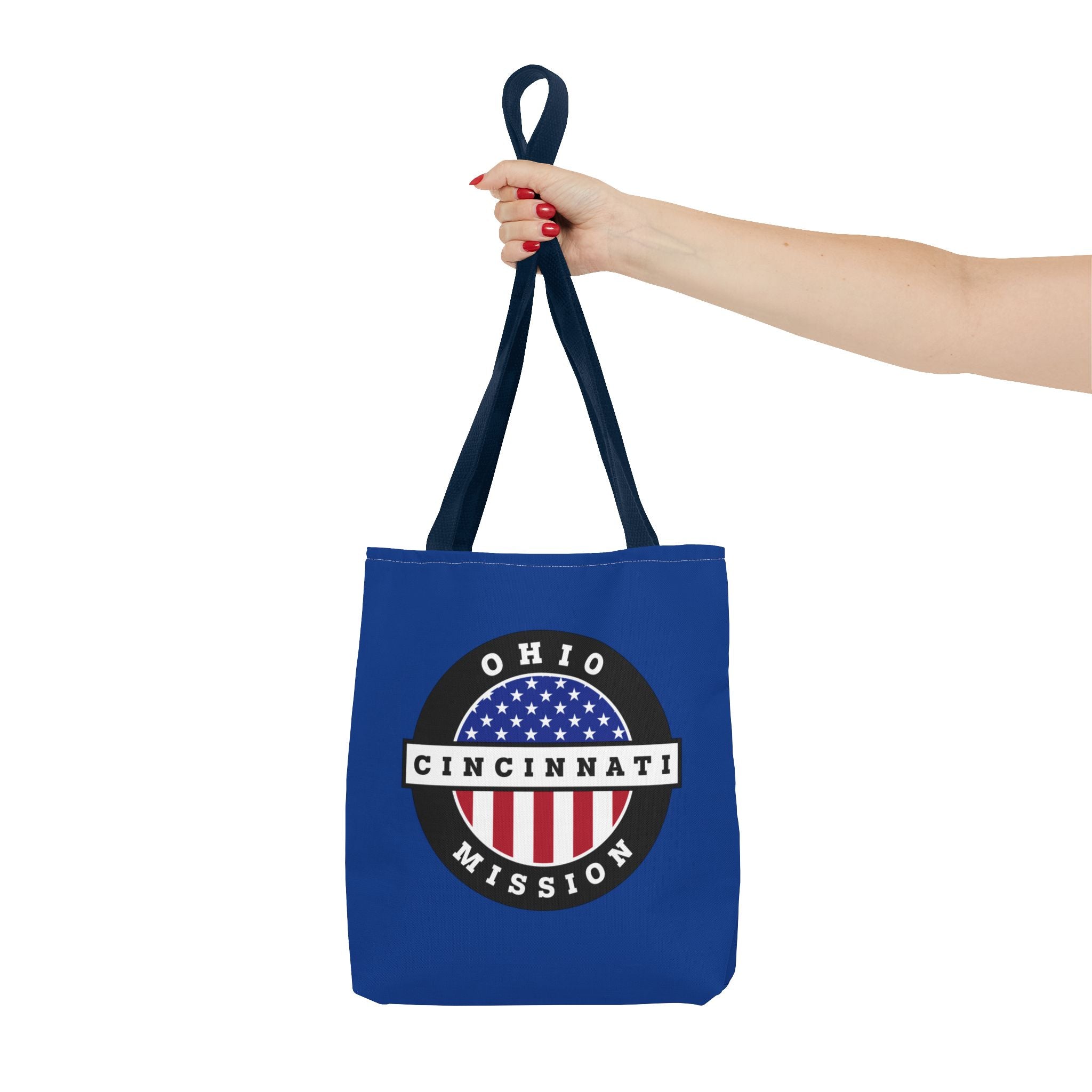 Ohio Cincinnati Mission USA Flag Logo Tote Bag Blue - Latter-Day Saint LDS Missionary Gift - Book of Mormon