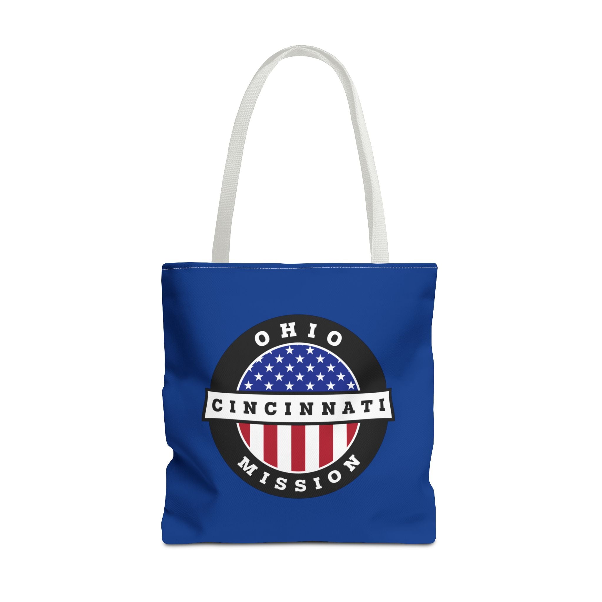 Ohio Cincinnati Mission USA Flag Logo Tote Bag Blue - Latter-Day Saint LDS Missionary Gift - Book of Mormon