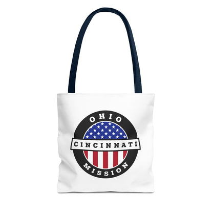 Ohio Cincinnati Mission USA Flag Logo Tote Bag White - Latter-Day Saint LDS Missionary Gift - Book of Mormon