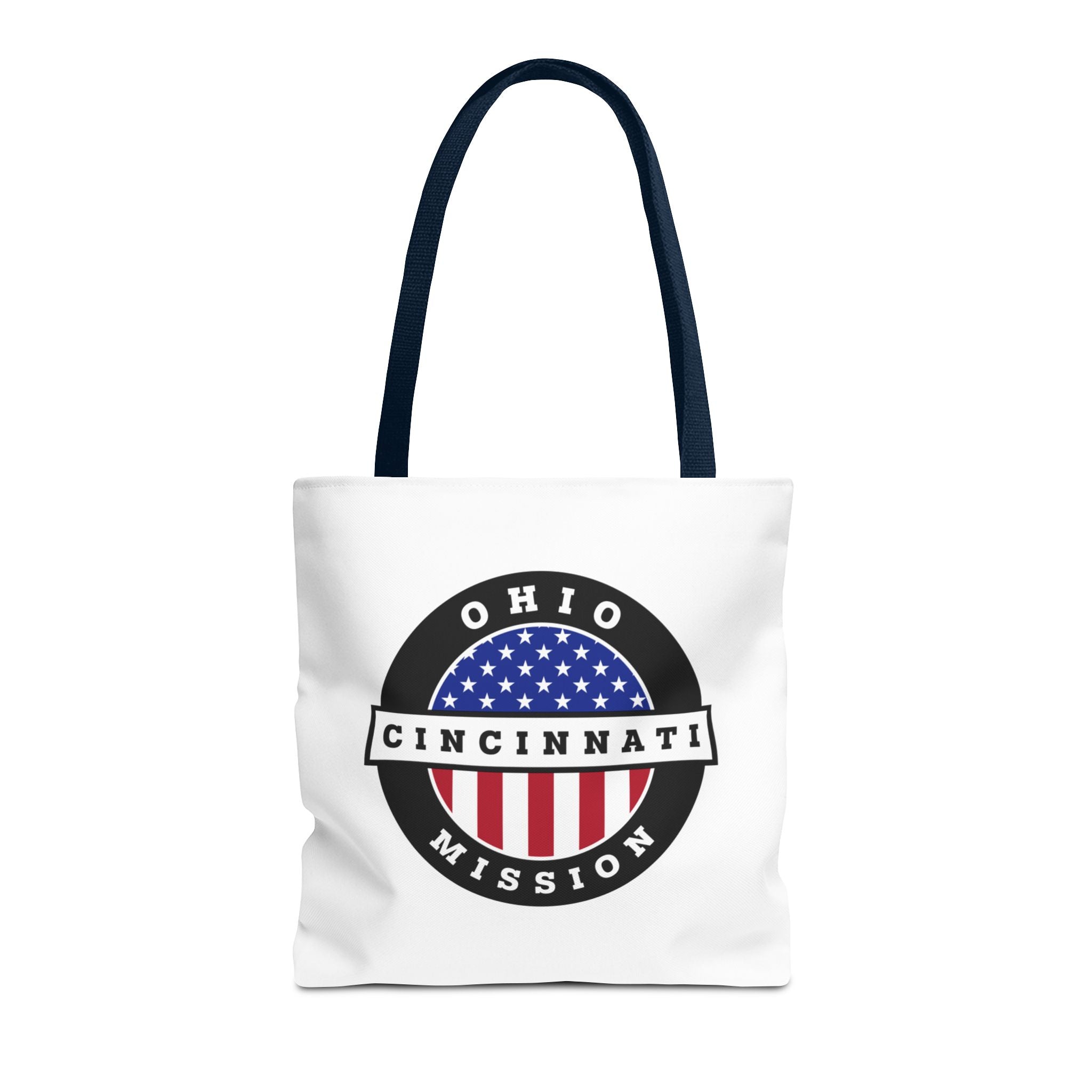 Ohio Cincinnati Mission USA Flag Logo Tote Bag White - Latter-Day Saint LDS Missionary Gift - Book of Mormon