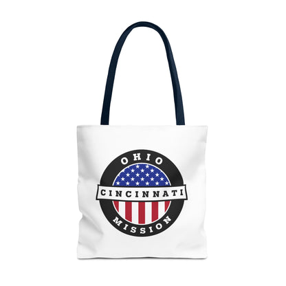 Ohio Cincinnati Mission USA Flag Logo Tote Bag White - Latter-Day Saint LDS Missionary Gift - Book of Mormon