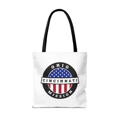 Ohio Cincinnati Mission USA Flag Logo Tote Bag White - Latter-Day Saint LDS Missionary Gift - Book of Mormon