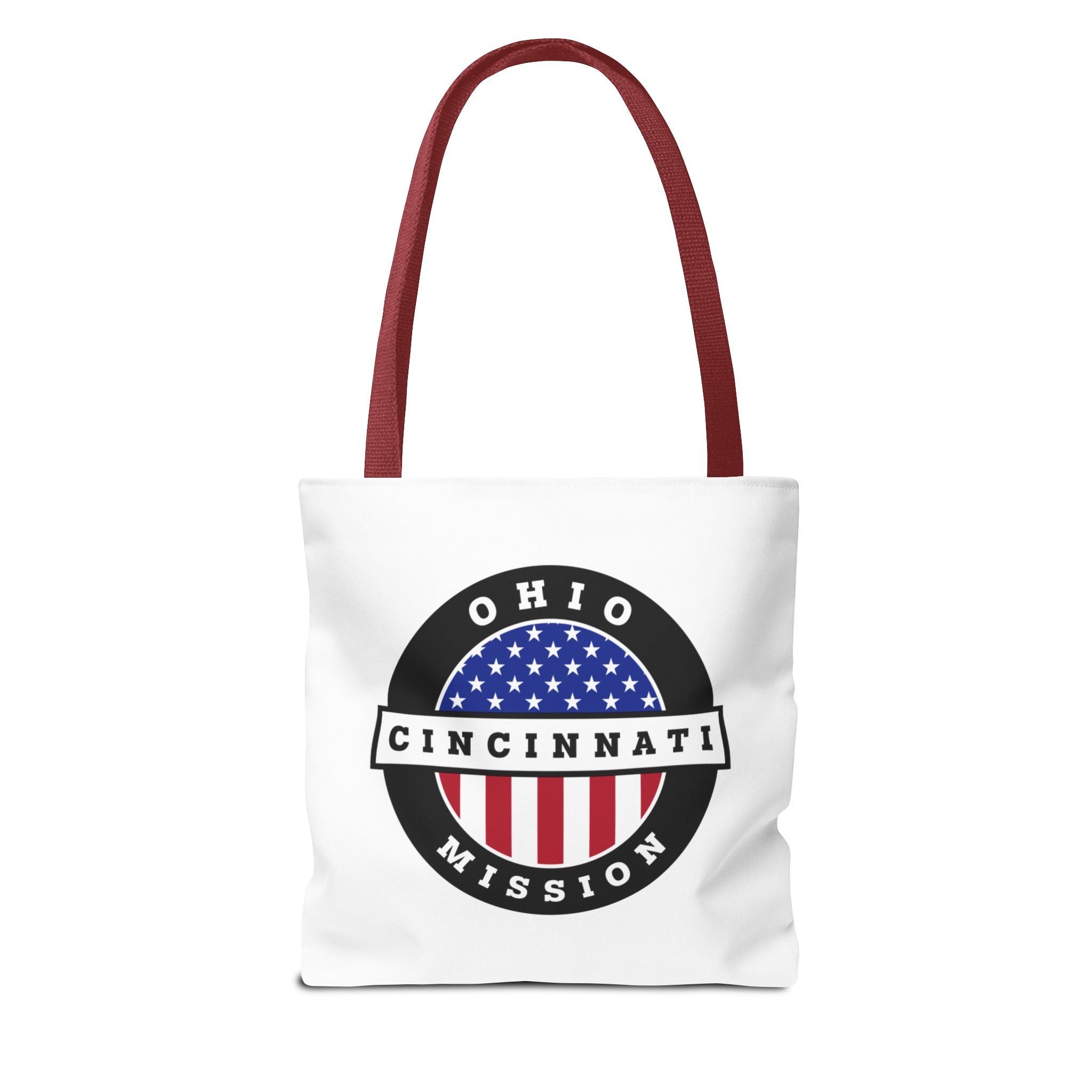 Ohio Cincinnati Mission USA Flag Logo Tote Bag White - Latter-Day Saint LDS Missionary Gift - Book of Mormon