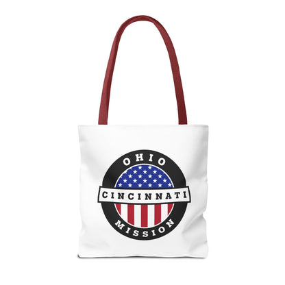 Ohio Cincinnati Mission USA Flag Logo Tote Bag White - Latter-Day Saint LDS Missionary Gift - Book of Mormon