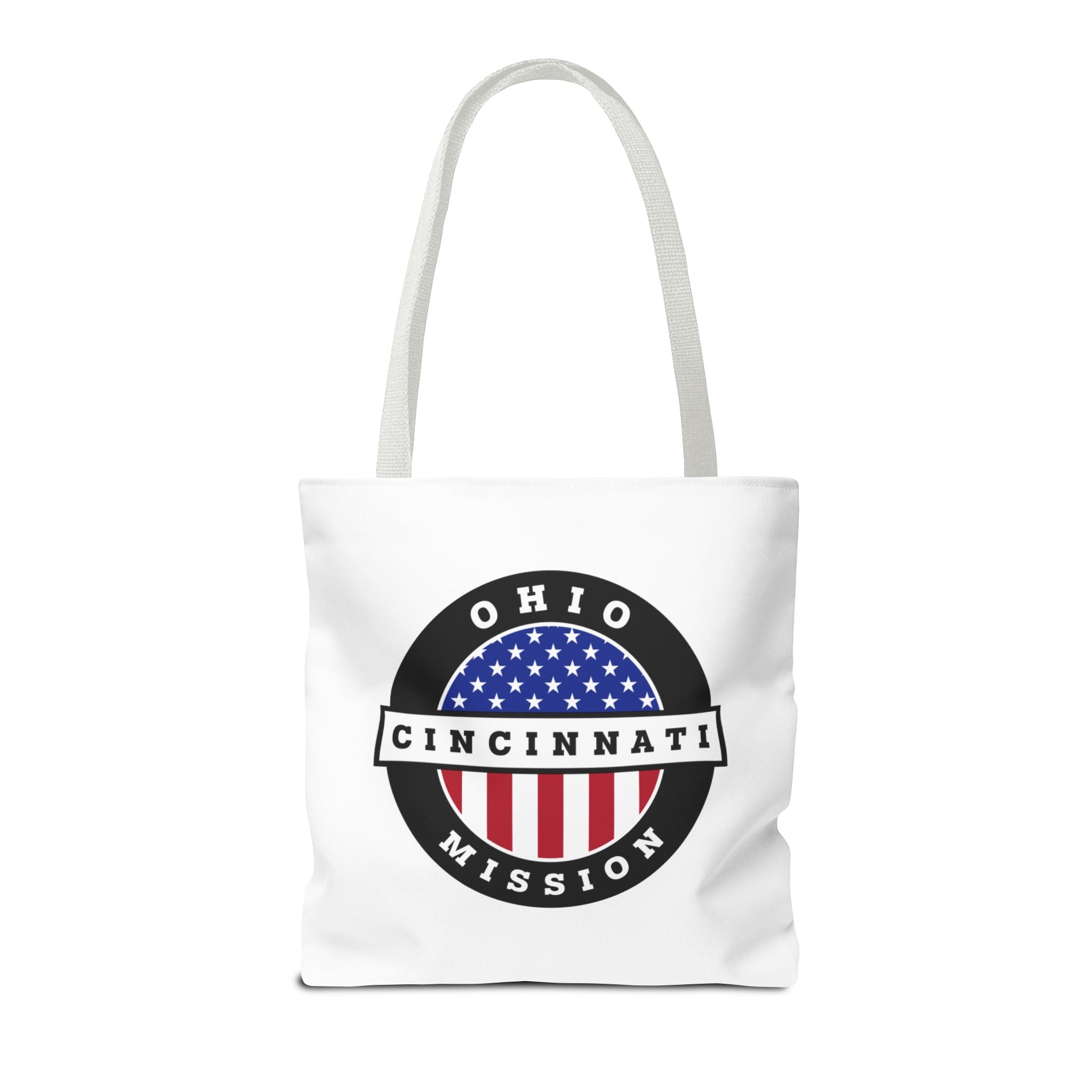 Ohio Cincinnati Mission USA Flag Logo Tote Bag White - Latter-Day Saint LDS Missionary Gift - Book of Mormon
