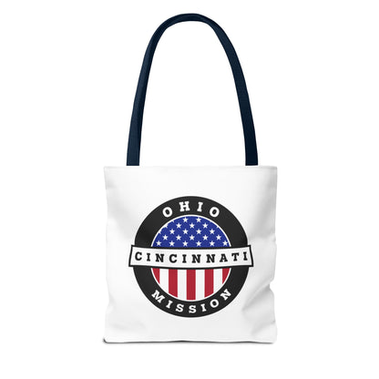 Ohio Cincinnati Mission USA Flag Logo Tote Bag White - Latter-Day Saint LDS Missionary Gift - Book of Mormon
