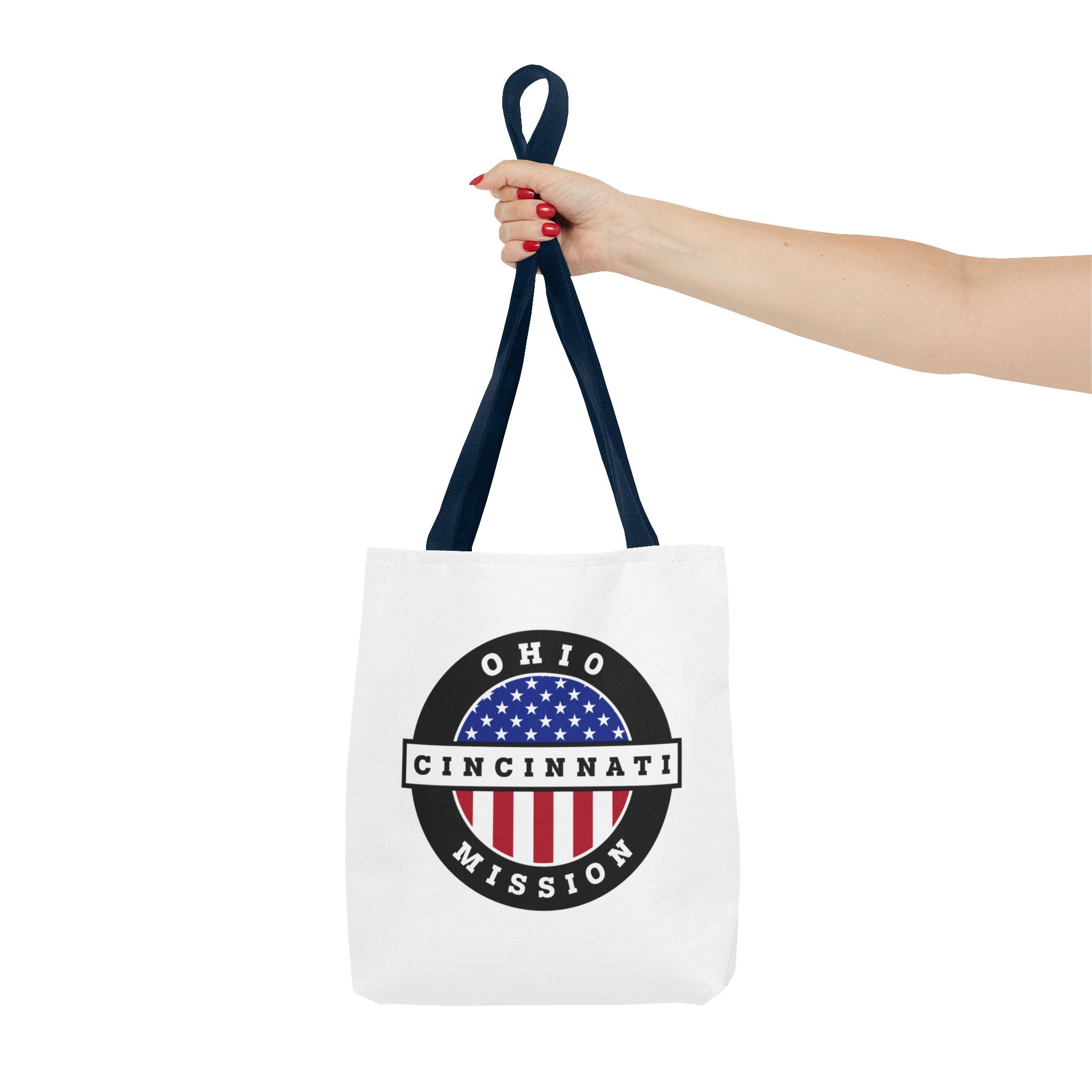 Ohio Cincinnati Mission USA Flag Logo Tote Bag White - Latter-Day Saint LDS Missionary Gift - Book of Mormon