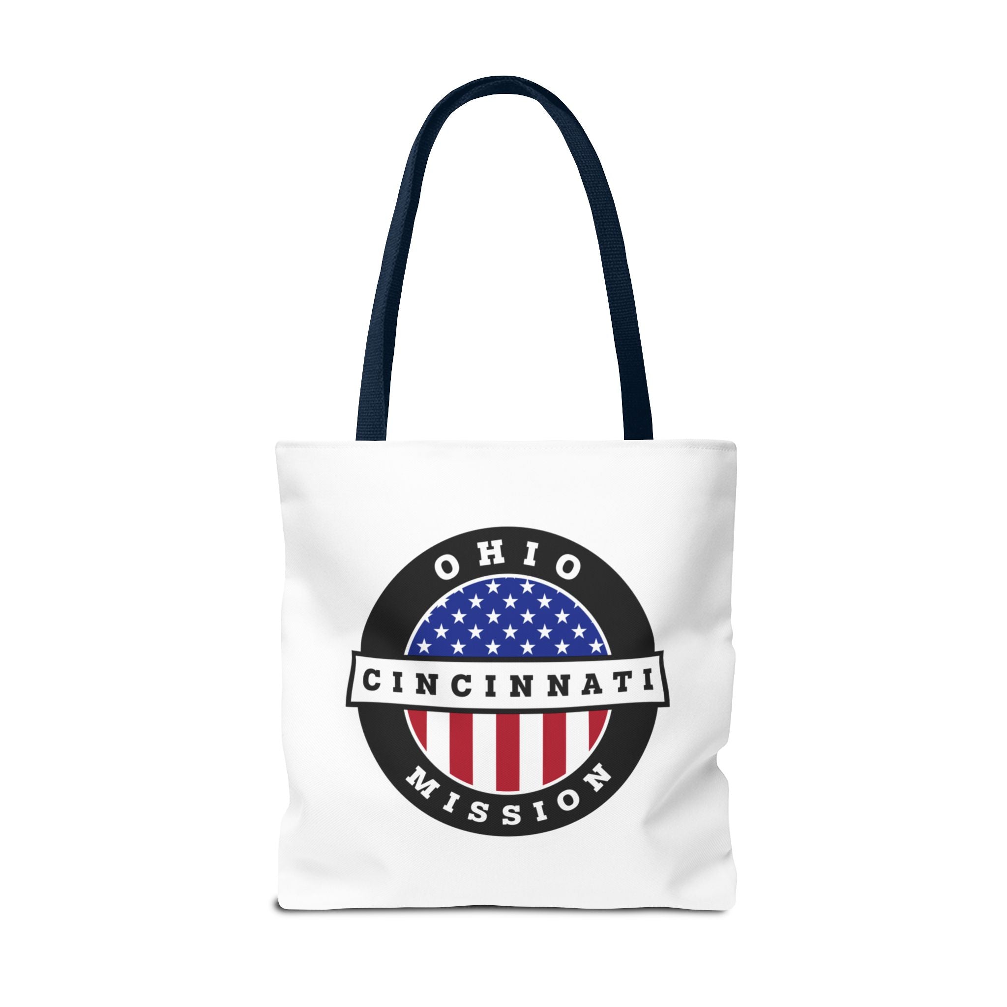 Ohio Cincinnati Mission USA Flag Logo Tote Bag White - Latter-Day Saint LDS Missionary Gift - Book of Mormon