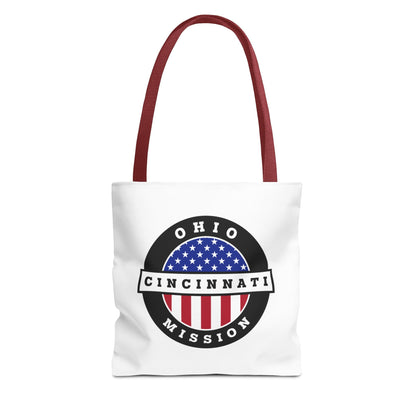Ohio Cincinnati Mission USA Flag Logo Tote Bag White - Latter-Day Saint LDS Missionary Gift - Book of Mormon