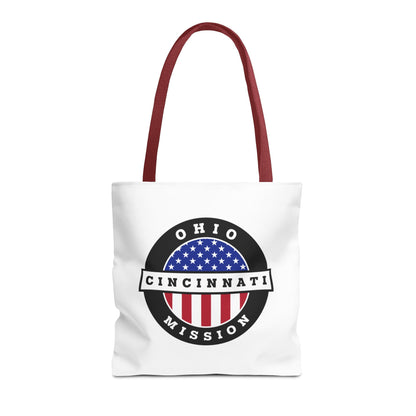 Ohio Cincinnati Mission USA Flag Logo Tote Bag White - Latter-Day Saint LDS Missionary Gift - Book of Mormon