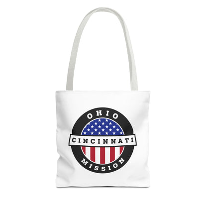 Ohio Cincinnati Mission USA Flag Logo Tote Bag White - Latter-Day Saint LDS Missionary Gift - Book of Mormon
