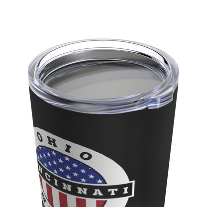 Ohio Cincinnati Mission USA Flag Logo Tumbler 20oz Black - Latter-Day Saint LDS Missionary Gift - Book of Mormon