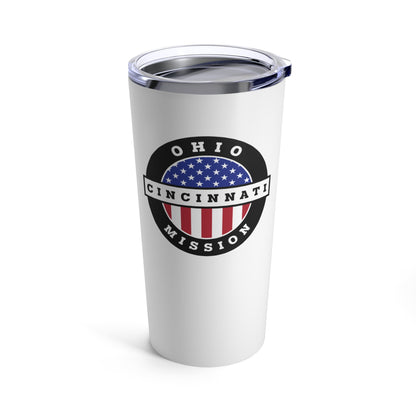 Ohio Cincinnati Mission USA Flag Logo Tumbler 20oz White - Latter-Day Saint LDS Missionary Gift - Book of Mormon
