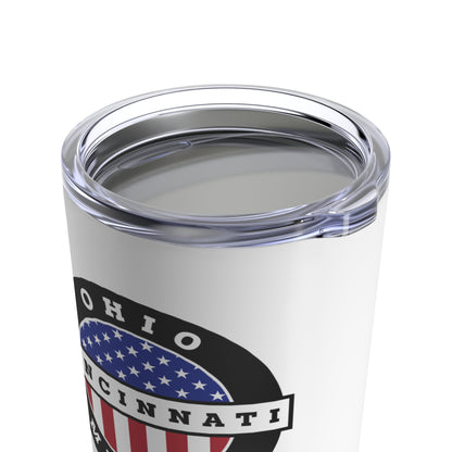 Ohio Cincinnati Mission USA Flag Logo Tumbler 20oz White - Latter-Day Saint LDS Missionary Gift - Book of Mormon