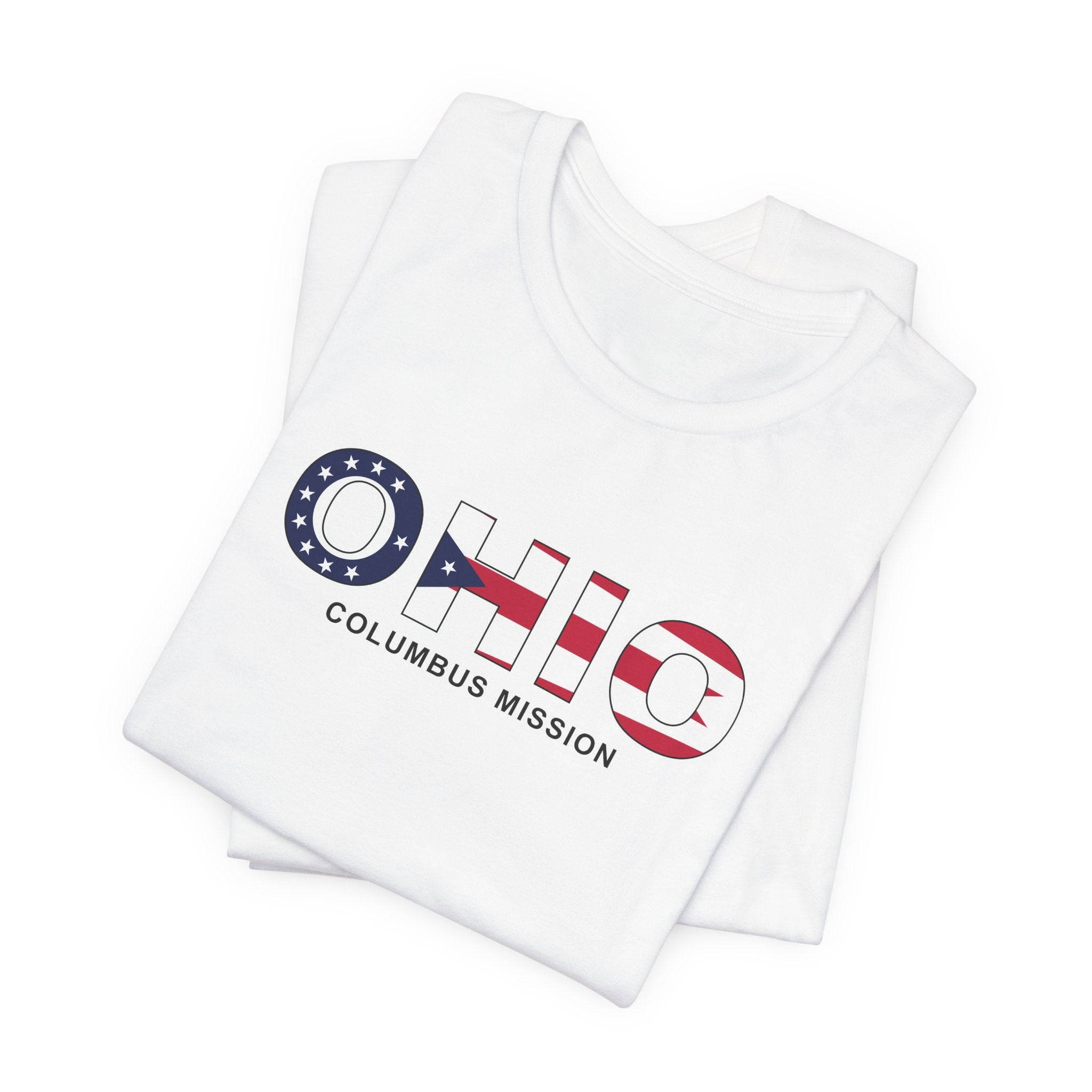 Ohio Columbus Mission Flag Title T-shirt - Latter-Day Saint LDS Missionary Gift - Book of Mormon